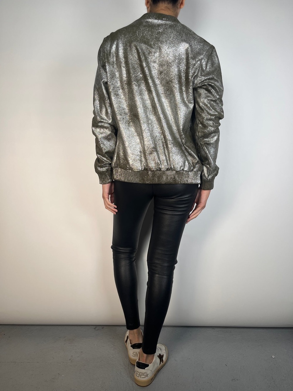 Zara, Olive/Metallic Bomber Jacket, Size XS - Picture 12 of 15